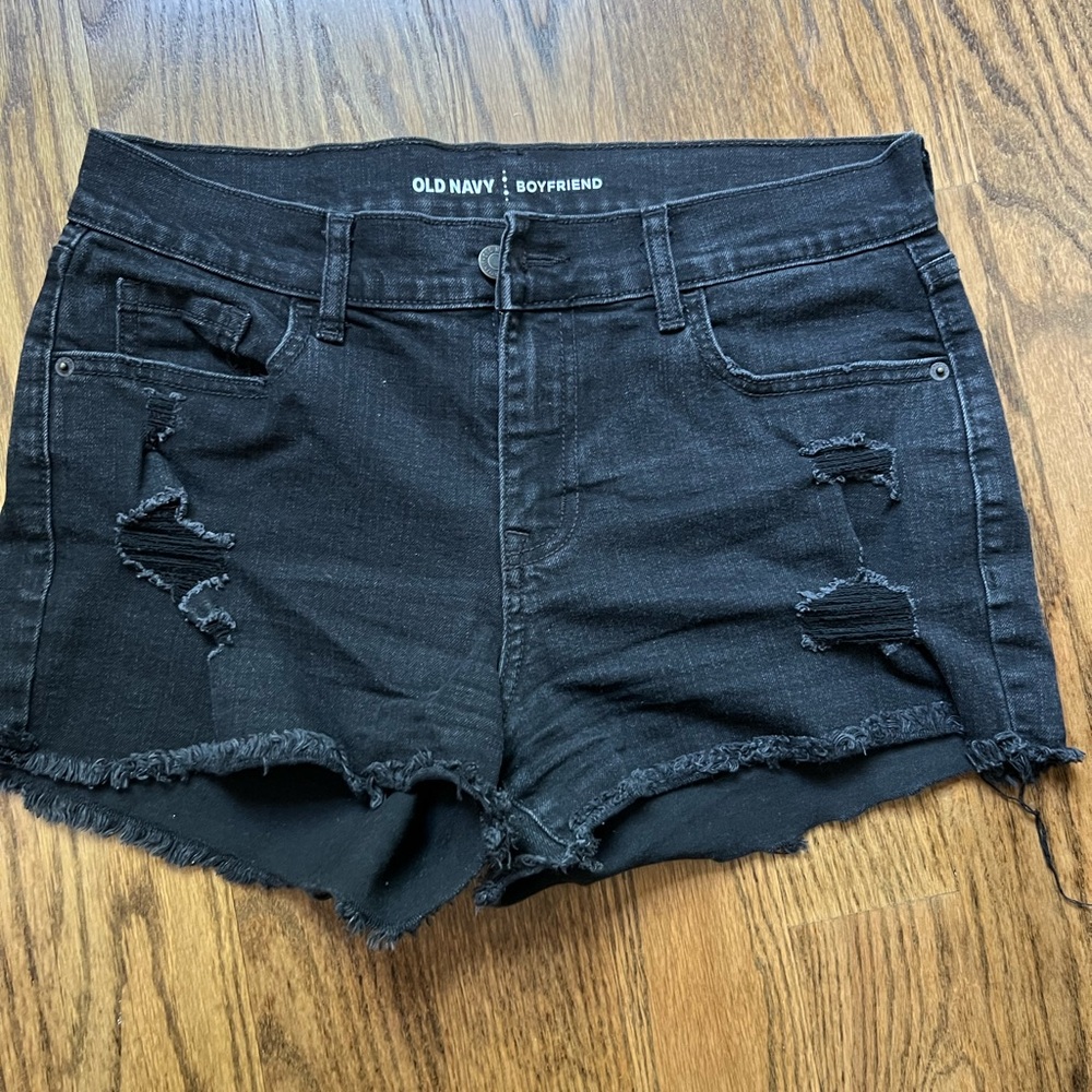 Old Navy black denim shorts - Size 8, 3in